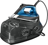 Rowenta Silence Steam Pro DG9160 Centro de planchado vertical, 7.5 bares, golpe de vapor de 480g/min, tecnología silenciosa, desinfecta, vapor con caldera, Color Gris y Azul